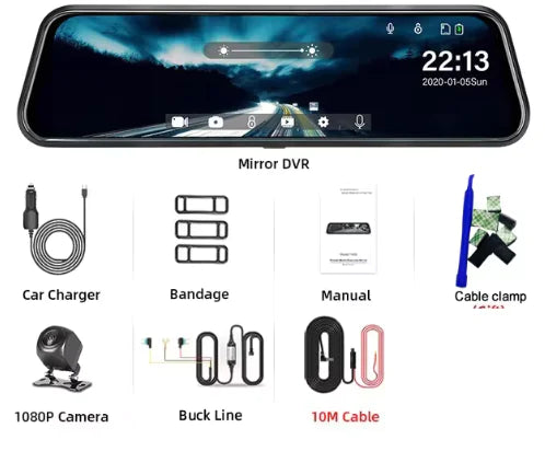 Smart Mirror Touchscreen Dashcam